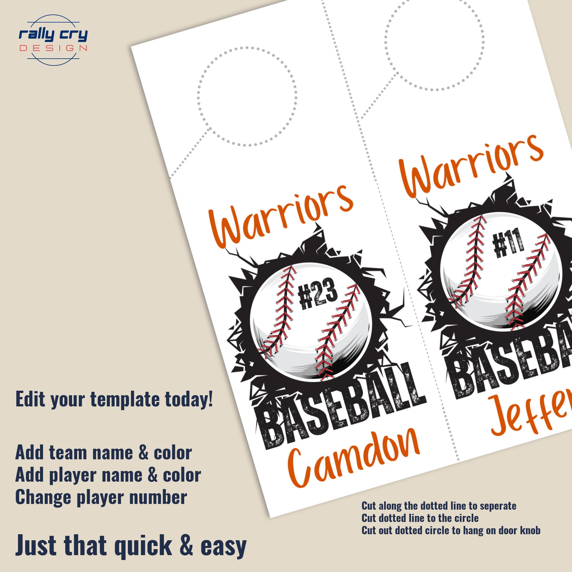 Baseball Gameday Hotel Door Hanger Door Decoration Name Tag Etsy