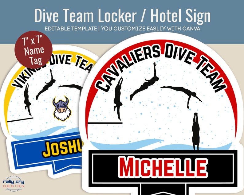 Dive Team Hotel Door Hanger Diver's Name Tag Locker Room Etsy