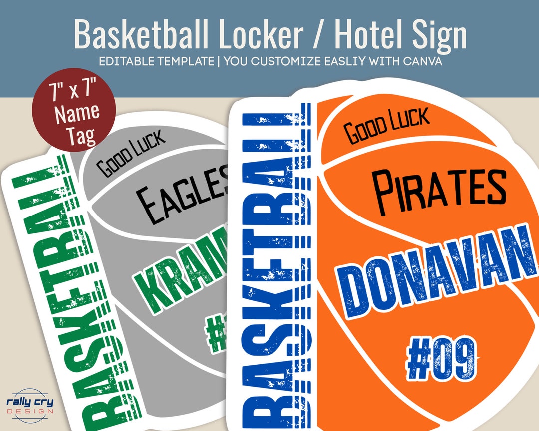 Good Luck Basketball Hotel Door Sign, Locker Decoration Name Tag, Sport Team Travel Pride Sign