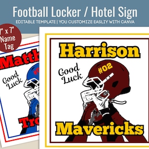 Fußball Hotel Türschild, Umkleideraum Dekoration Namensschild, Fußball Pride Schild zum Ausdrucken, Anpassen der Canva Vorlage FTN002