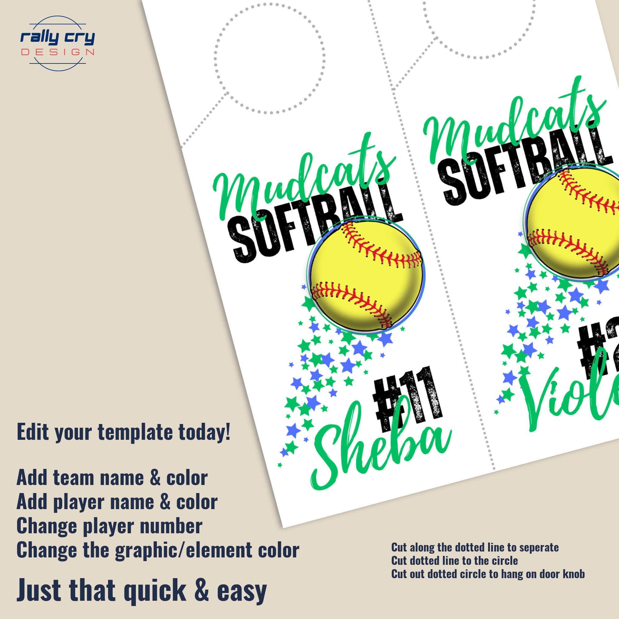 Softball Hotel Door Hanger Sign, Door Decoration Name Tag, Bedroom Door