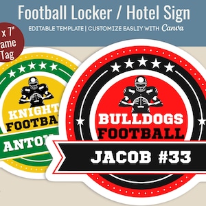 Fußball Hotel Türschild, Umkleideraum Dekoration Namensschild, Fußball Reise Stolz Schild, Fußball Ausschnitt Schild, Anpassen Canva Vorlage FTN003