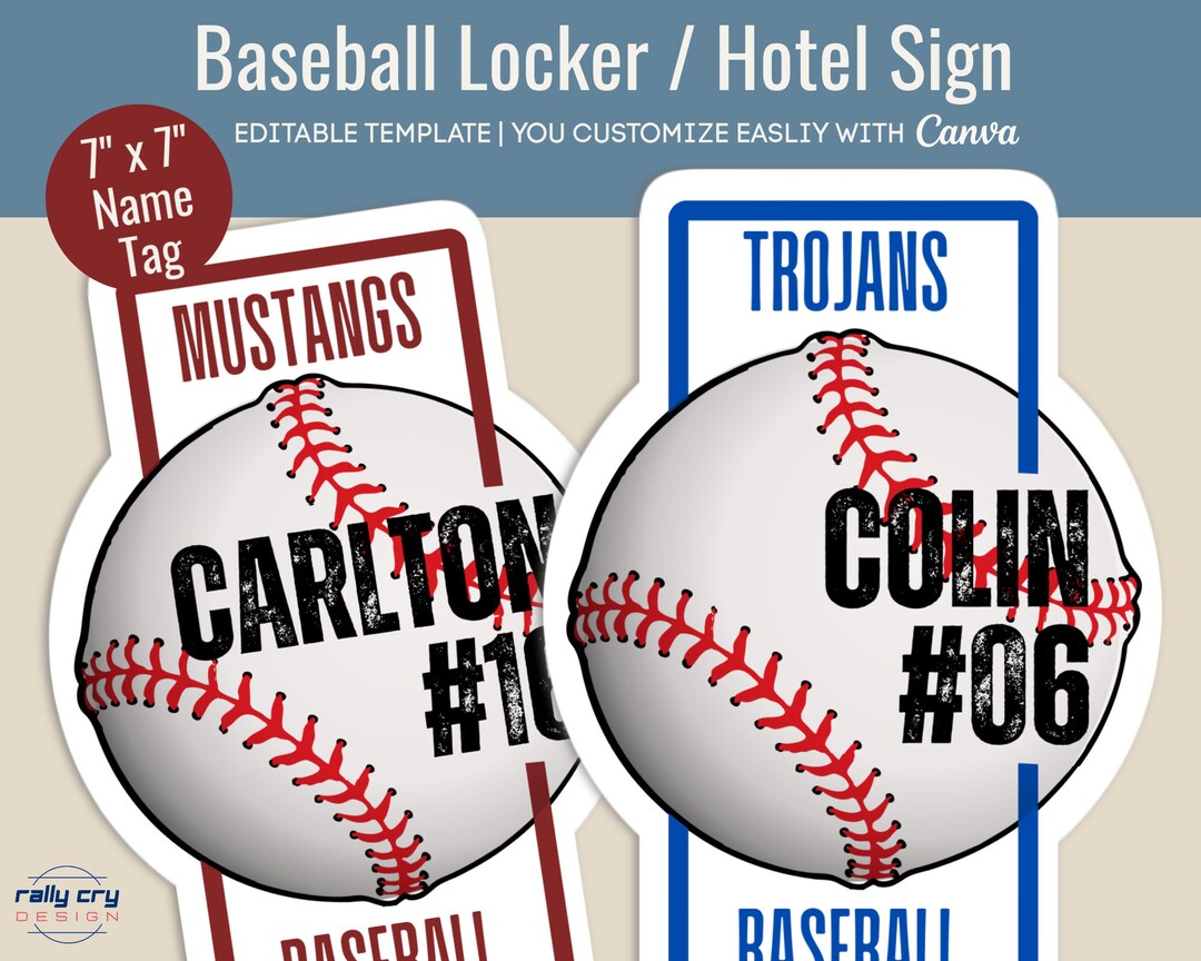 Baseball Hotel Door Sign, Locker Decoration Name Tag, Baseball
