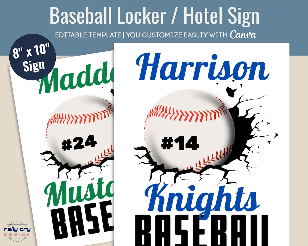 Baseball Hotel Door Sign, Locker Decoration, Game Day Name Tag Sign ...