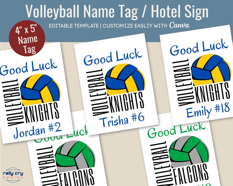 Good Luck Volleyball Name Gift Tag Travel Team Treat Goodie Etsy
