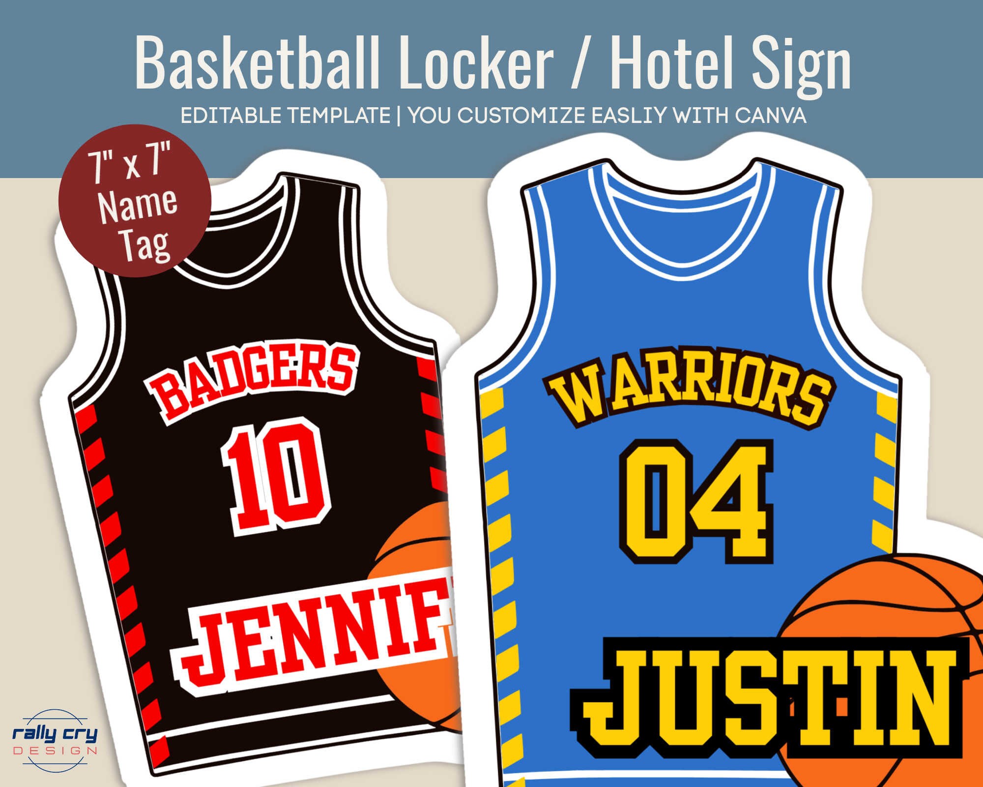 Basketball Travel Team Hotel Door Sign, Locker Decoration Name Tag