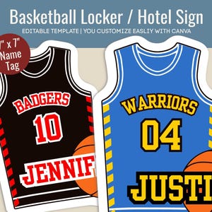 Basketball travel team hotel door sign, Locker decoration name tag, Basketball pride cutout sign, Customize Canva Template BKN010