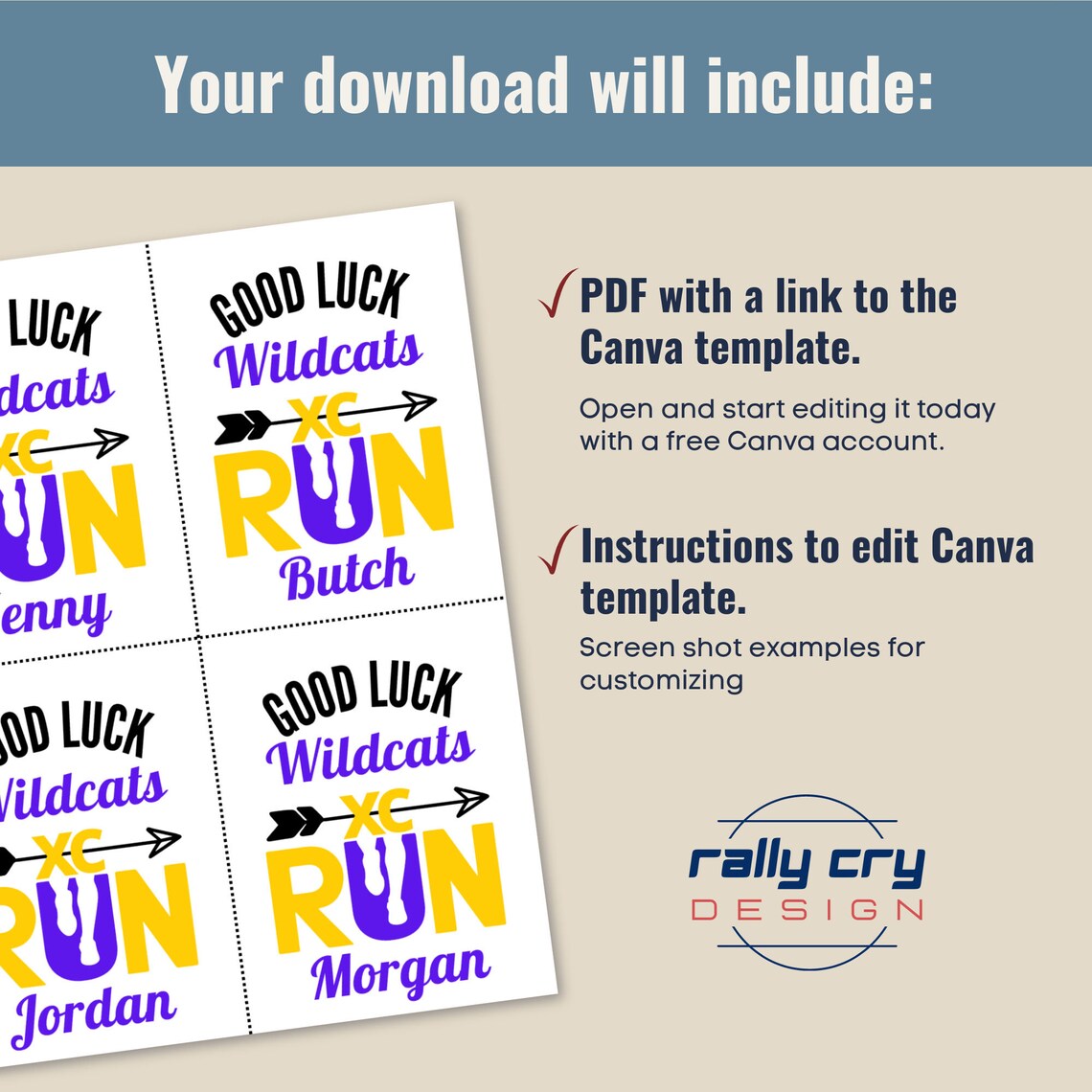 Good Luck Cross Country Name Gift Tag XC Travel Snack Bag - Etsy