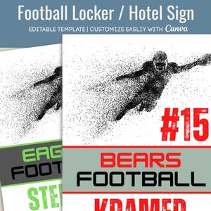 Dekoration für Fußballschließfächer, Hoteltürschild, Fußball-Stolz-Schild, Teamgeist-Reiseschild, bearbeitbare Canva-Vorlage FTB015