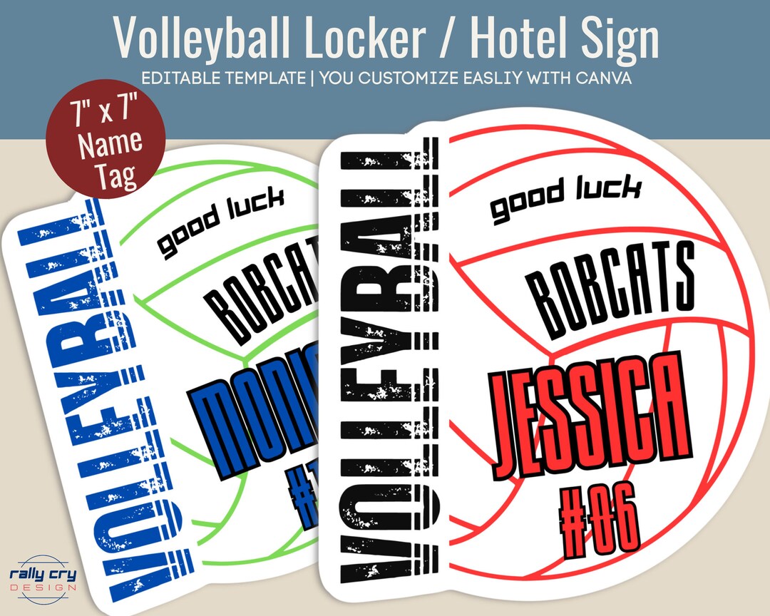 Good Luck Volleyball Locker Decoration Name Tag, Hotel Door Sign ...