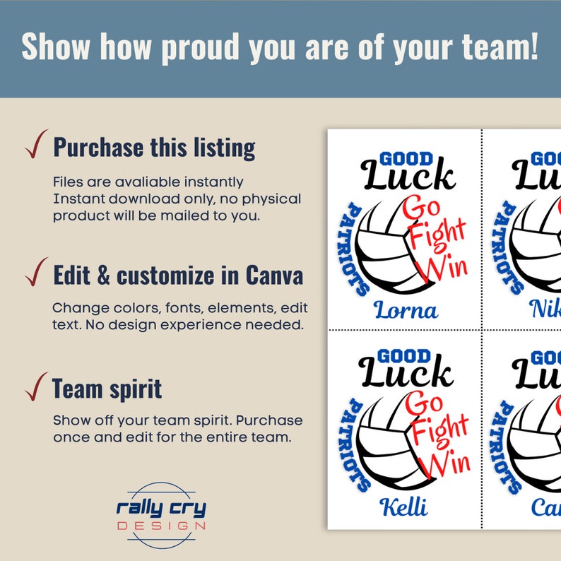 Good Luck Volleyball Name Gift Tag, Volleyball Name Tag for Travel