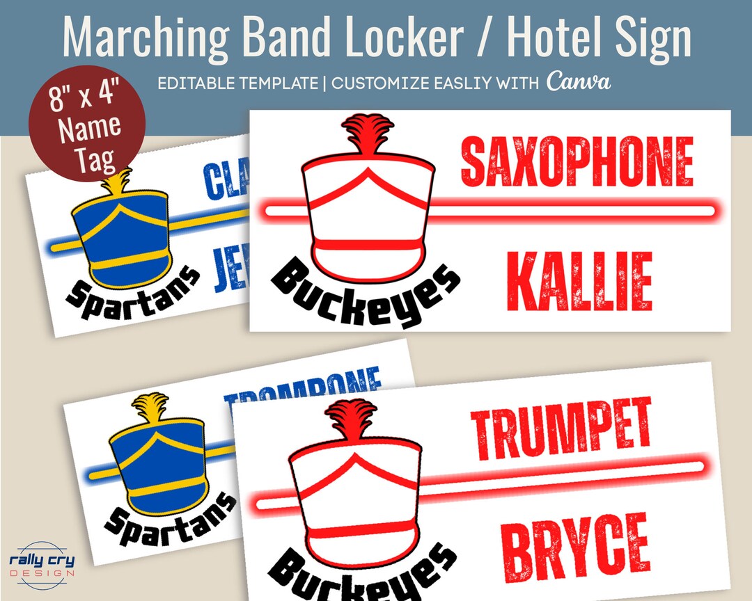 Marching Band Hotel Door Sign, Locker Decoration Name Tag, Team Sports ...
