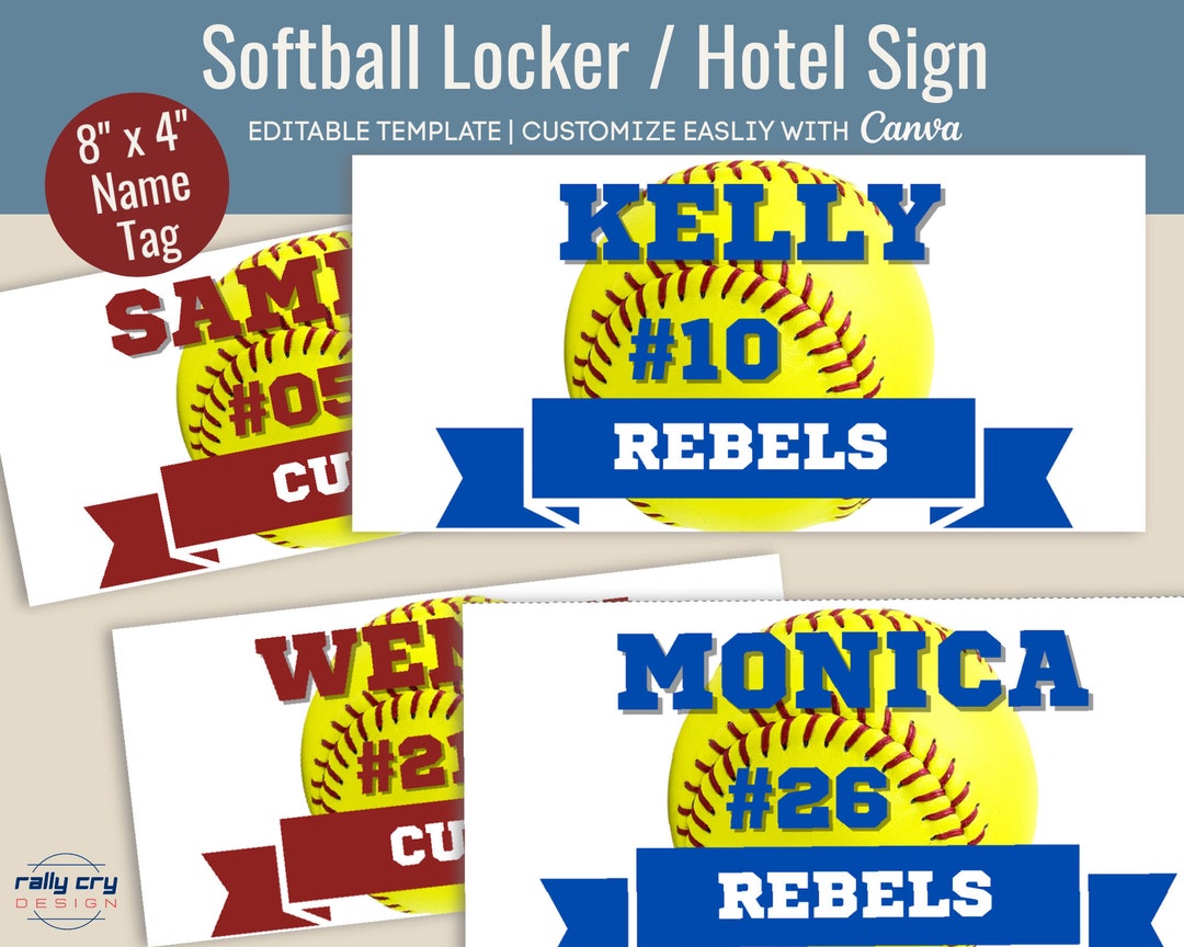Softball Hotel Door Hanger, Locker Room Poster, Locker Decoration Name