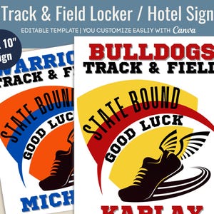 Track & Field Good Luck State locker decoration, Locker sign tag, Travel Team Hotel sign, Team spirit sign, Customize Canva Template TNF010