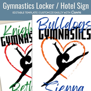 Letrero decorativo para casillero de gimnasia, etiqueta para puerta de hotel, póster con el espíritu del club de gimnasia, etiqueta con el nombre "Orgullo viajero", plantilla editable de Canva GMC005