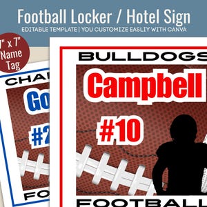 Fußball Hotel Türschild, Schließfach Dekoration Namensschild, Fußballverein Team Reise Pride Schild, Fußball Ausschnitt, Anpassen Canva Vorlage FTN010