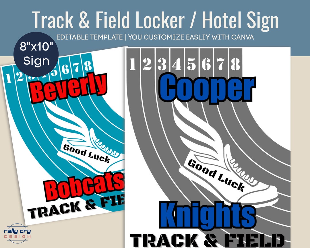 Good Luck Track &amp; Field Locker Tag Sign, Travel Team Hotel Door Sign ...