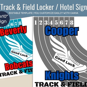 Good Luck Track &amp; Field Locker Tag Sign, Travel Team Hotel Door Sign ...