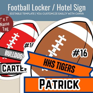 Football Locker Dekorationsschild, Namensschild für die Hoteltür, Pride-Cutout-Schild für das Football-Team, Anpassen der Canva-Vorlage FTN009