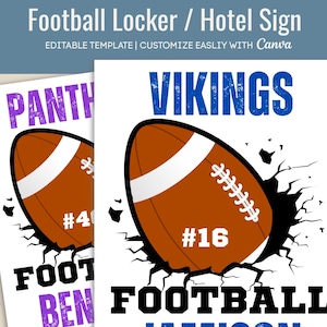 Fußball Hotel Türschild, Namensschild Umkleideraum, Zeichen für Teamgeist, Reise Pride Schild, Fußball Varsity Team, Anpassen Canva Vorlage FTB016