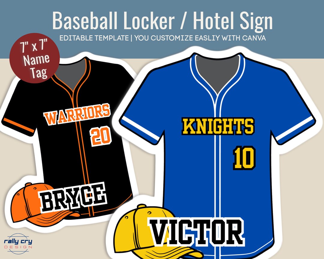 Baseball Jersey Hotel Door Printable Sign, Baseball Locker Decoration ...