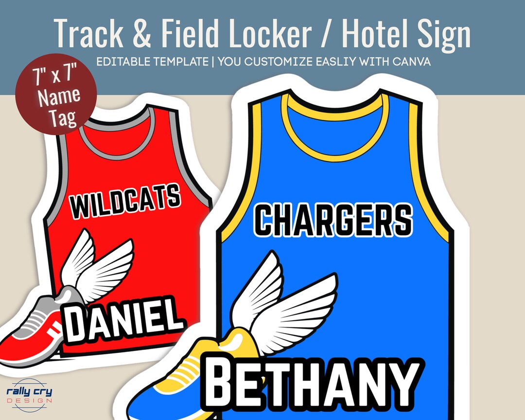 Track and Field Jersey Locker Decoration Cutout Sign, Travel Team Hotel