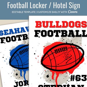 Fußball Locker Zeichen, Team Hotel Türschild, Locker Dekoration Geist Zeichen, Fußball Stolz druckbar, Schild, anpassen Canva Vorlage FTB006