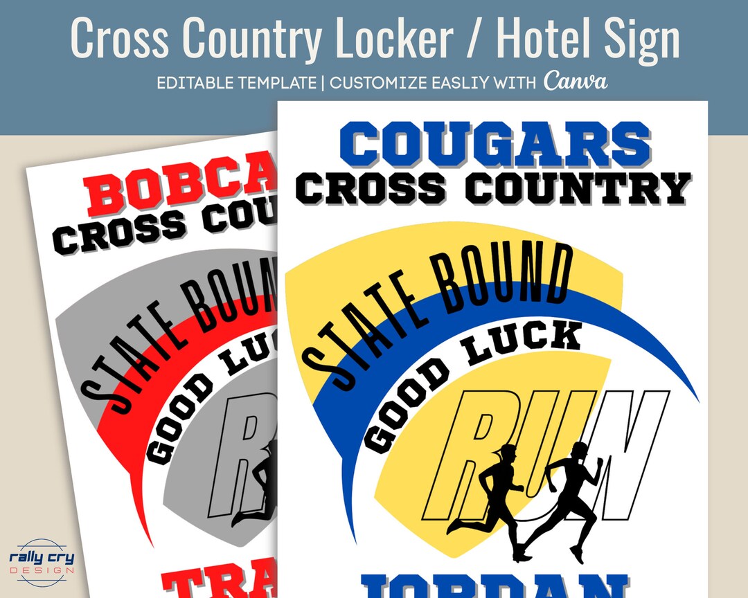 Cross Country Good Luck State Locker Decoration, Locker Sign Tag, XC ...