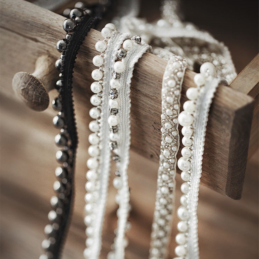 91cm Perlen Fransen Besatz - Schwarze Quasten Für Kleider & Deko