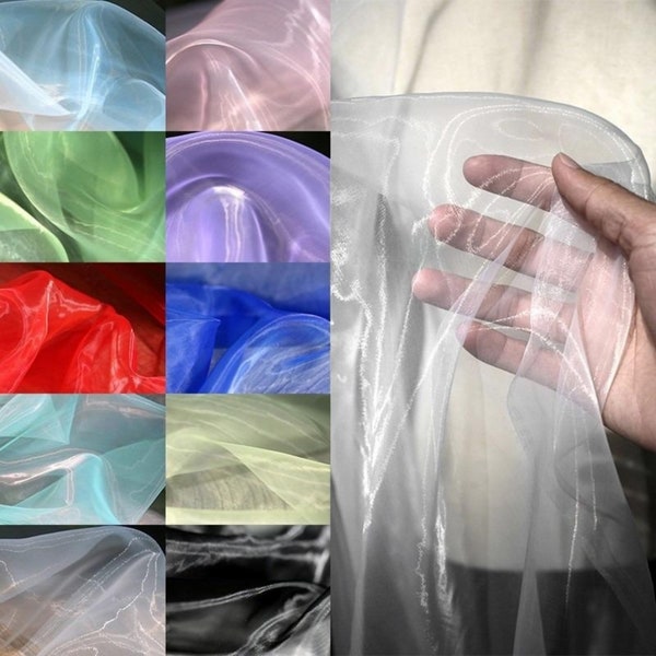 11 Colors Transparent Shiny Organza Fabric,Sparkle Gauze Fabric,Imitation Memory Fabric,Designer Fashion Apparel Costume Fabric,Dress Fabric