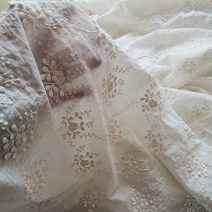 Embroidery Cotton Fabrice,White Lace Fabric,Apparel Fabric,Wedding Decor Fabric,Tablecloth Fabric,By Half Yard/Meter,50cm*130cm,