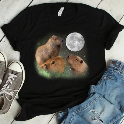 Discover Three Capybara Moon T Shirt Adult & Kids Capybara Shirt Capybaras Tee