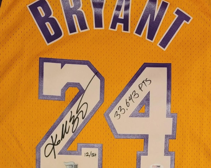 Kobe Bryant Authentic Signed m&n L.A. Lakers Jersey W/ Fanatics COA + PSA COA Authentication's Also Inscribed: "33,643 Pts."  Le #12/124