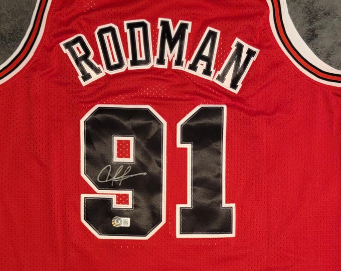Dennis Rodman Signed Jersey W/Beckett BAS COA Chicago Bulls #91 Mitchell & Ness