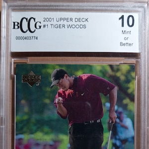 Tiger Woods 2001 Masters Upper Deck #1 Rookie Card Graded Beckett BCCG 10 - Mint Or Better