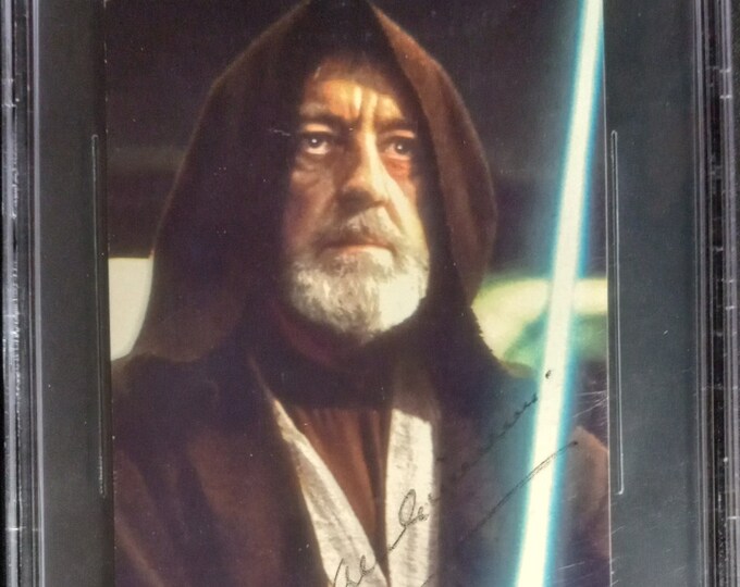 Alec Guinness Authentic Signed Star Wars Post Card Encased & Authenticated By Beckett - Obi-Wan Kenobi - (d.08/2000)