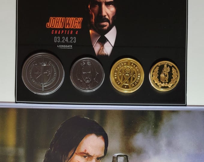 Keanu Reeves Authentic Signed 8x10 Photo W/ 3rd Party Beckett BAS COA + Day 1 ONLY Custom Coin Set- John Wick 4