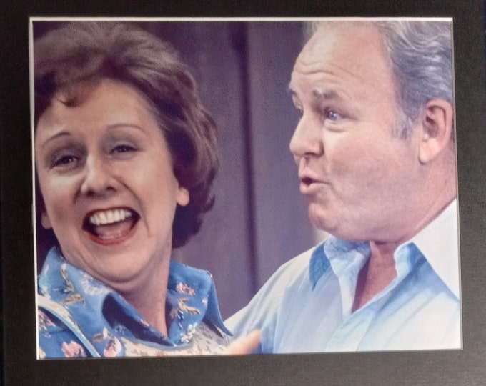 Caroll O'Connor & Jean Stapleton Authentic Dual Signed Cards With Photo In A 11x10 Frame Ready Display Matting + 3rd Party Authentication