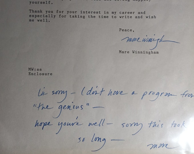 Mare Winningham Vintage Dual Signed Letter W/ Lighthouse COA - 1987