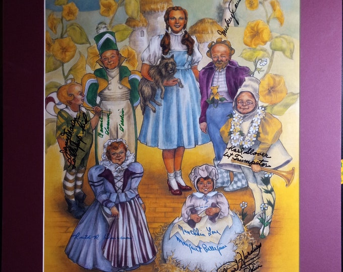 Wizard Of Oz Cast X6 20"x24" Authentic Signed Frame Ready Display W/ JSA