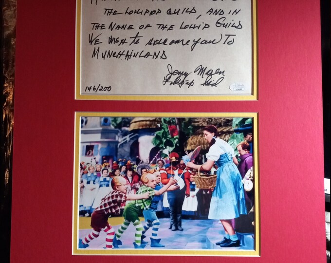 Jerry Maren 20x24 Authentic Signed Wizard Of Oz Frame Ready Display W/ Hand Written Lyrics & JSA COA - Very Rare And Limited - Red