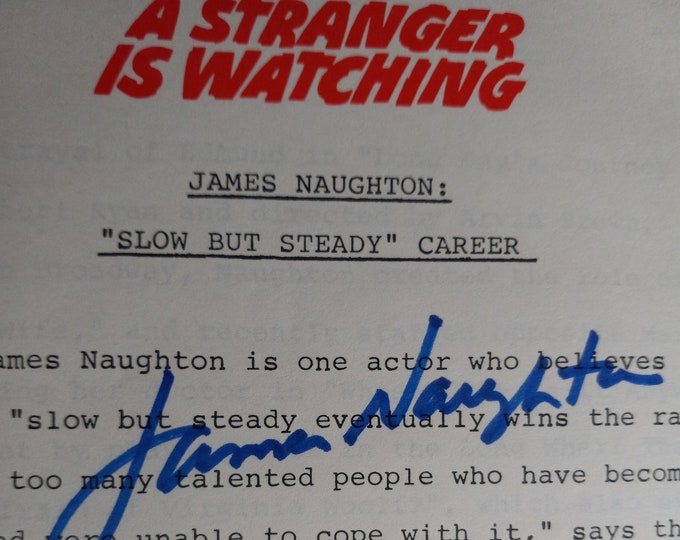 James Naughton Authentic Signed Vintage Press Release W/ Lighthouse COA - A Stranger is Watching - 1982