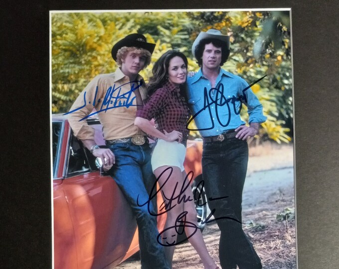Dukes Of Hazzard Cast Signed 8x10 Photo W/ Custom Frame Ready Display & COA - Wopat - Schneider - Back
