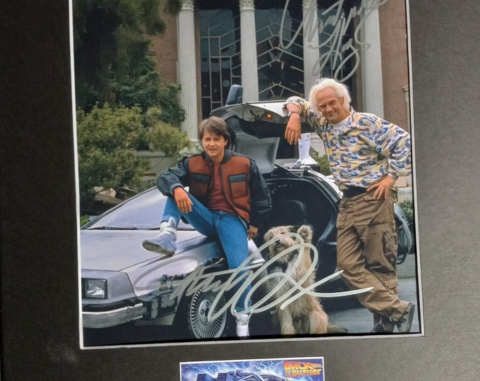 Michael J. Fox & Christopher Lloyd Dual Signed 8x10 Photo W/ Custom 11x14 Frame Ready Matting + 3rd party Authentication  Back To The Future