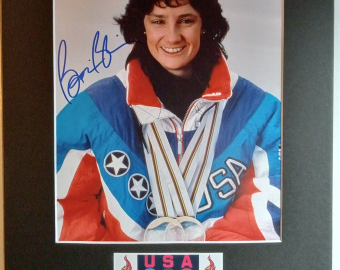Bonnie Blair Authentic Signed 8x10 Photo W/ Custom Frame Ready 11x14 Matting + Lighthouse COA - USA Olympics