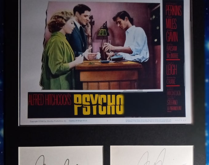 Anthony Perkins & Vera Miles Authentic Signed Cards With Photo In A Frame Ready Matting + 3rd Party Authentication - Psycho - Norman Bates