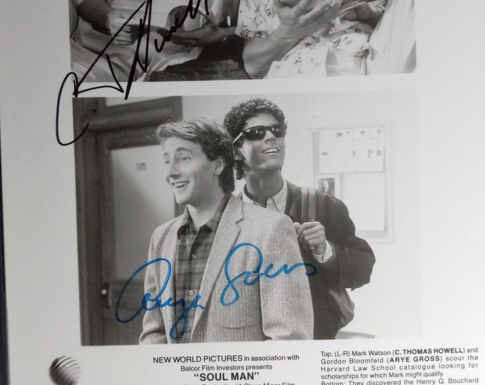 C. Thomas Howell & Arye Gross Authentic Dual Signed 8x10 Photo W/ 3rd Party COA - Soul Man - Controversial Black Face