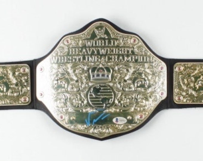 Vince McMahon Authentic Signed "Big Gold" World Championship Replica Belt W/ Beckett COA - Very Very Rare Item ( I Have Not Seen Another )