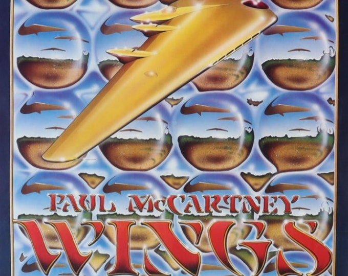 1976 "Wings Over America" tour poster originally created by Bill Graham, dated June 13th, 14th 1976. Measures approximately 19x 28 in size.