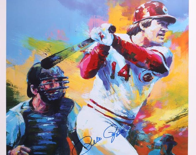 Pete Rose Authentic Signed 25"x33" Cincinatti Reds Art Lithograph By Malcolm Farley W/ JSA COA Authenticity The Homerun King